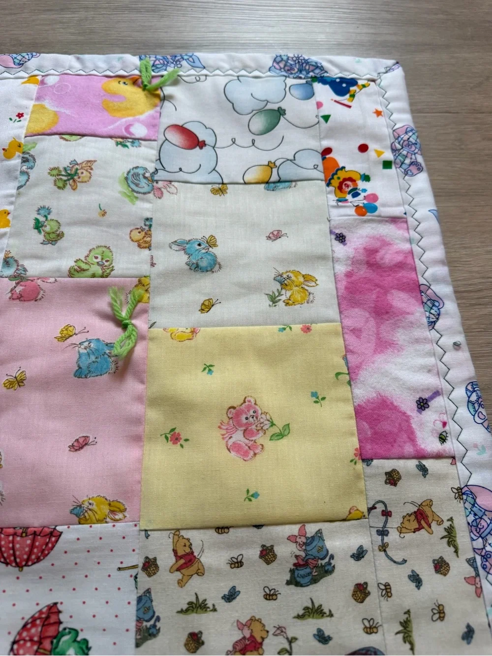NEW Vintage Baby Toddler Quilt Patchwork Handmade Nursery Rhymes Winnie The Pooh